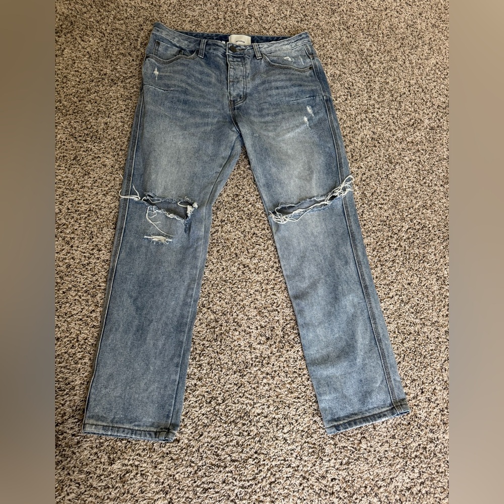 MAN x ONETEASPOON DISTRESSED BLUE JEANS Size 33 Regular